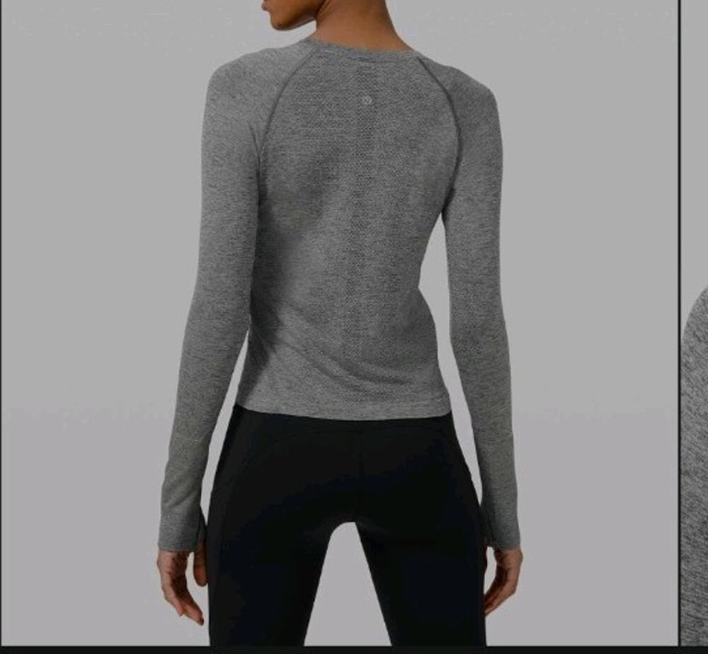 Lululemon Swiftly Tech Long Sleeve 2.0 Race Length Shirt Women 12 Gray Thumbhole